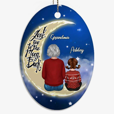 Grandma Grandkids On Moon Personalized Oval Ornament