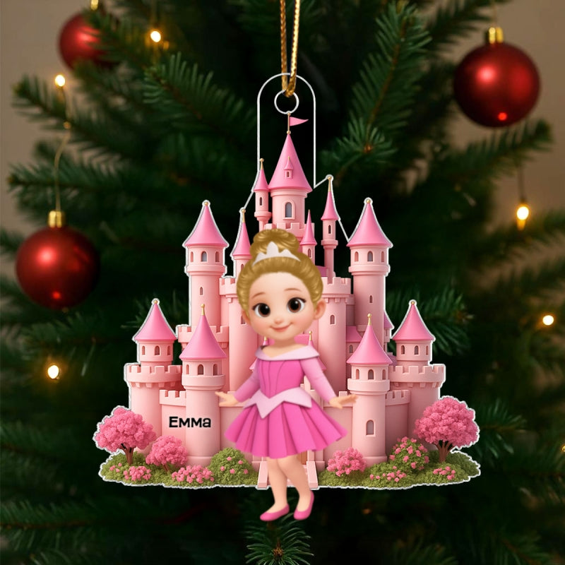 3D Effect Little Princess Castle Personalized Acrylic Ornament