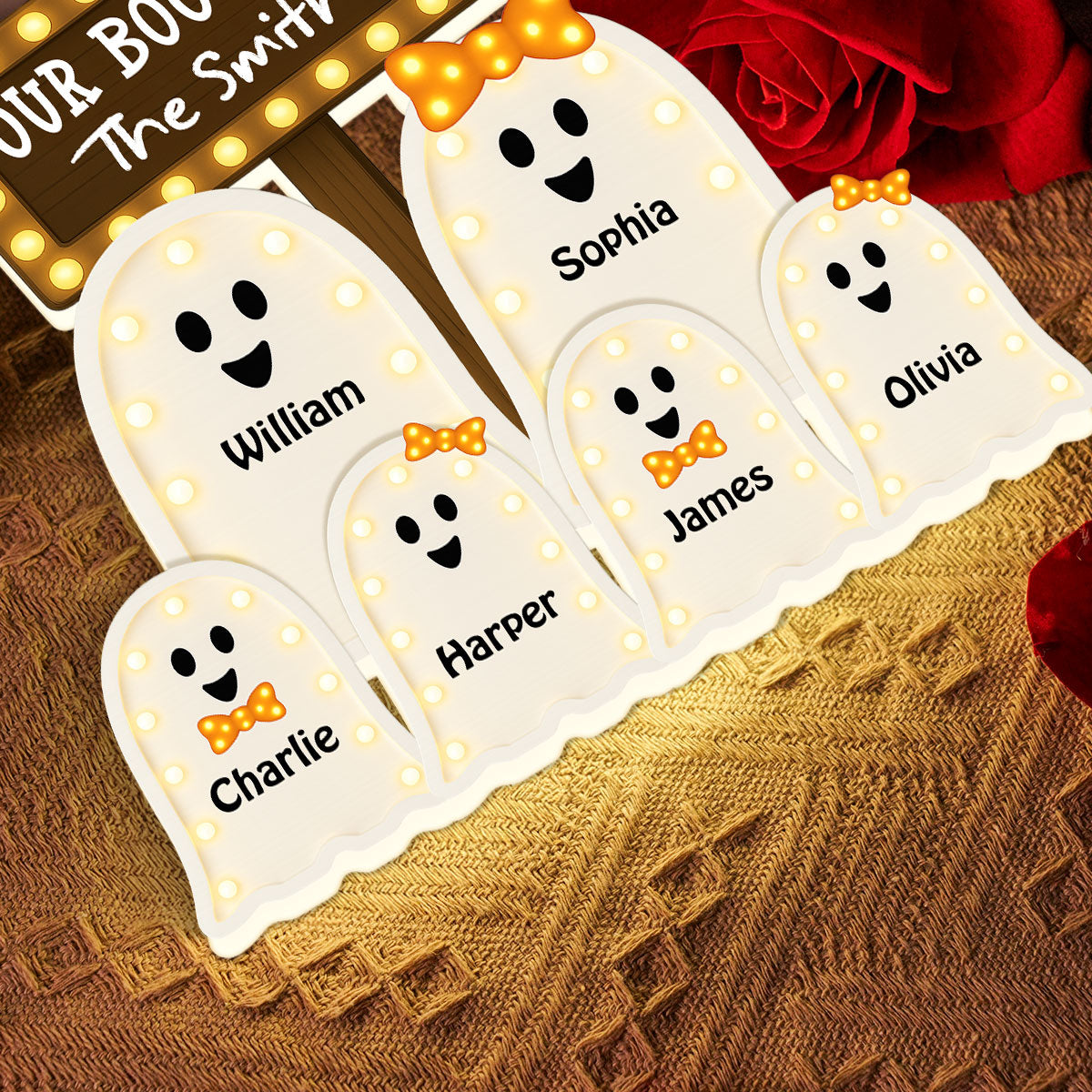 Halloween Boo Family Marquee Pattern Texture Personalized Light Box, Halloween Home Decoration