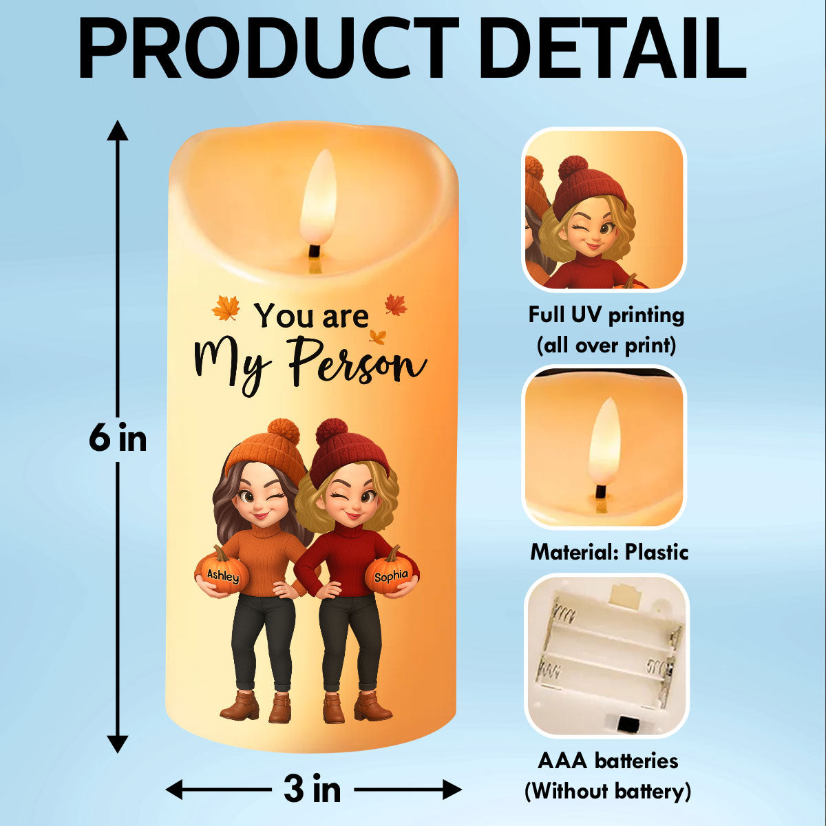 You're My Person Fall Season Besties Sisters Personalized LED Candle