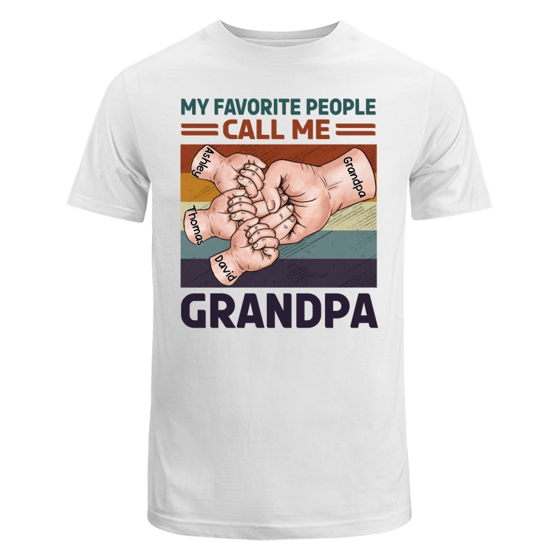Retro Grandpa Dad And Kids Fist Bump Hands My Favorite People Call Me Grandpa Dad Personalized Shirt