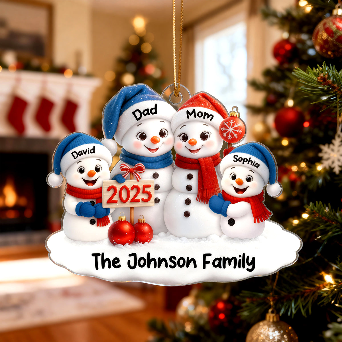 Family Snowmen 2025 - Personalized Acrylic Ornament - Festive Christmas Decor, Christmas Gift for Family