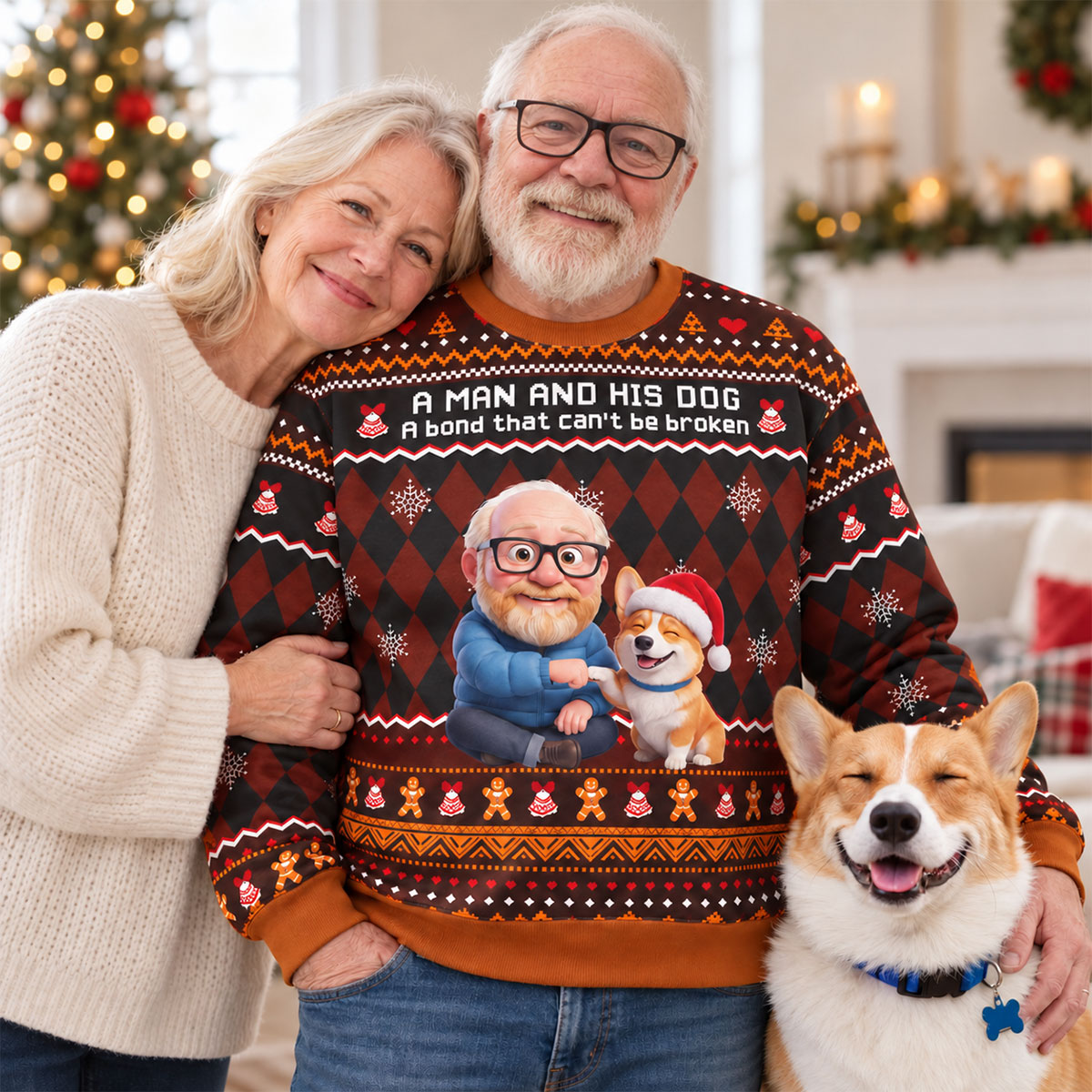 A Man and His Dog a Bond Can't be Broken - Personalized Sweatshirt - Funny Christmas Gift for Husband, Dad, Dog Dads
