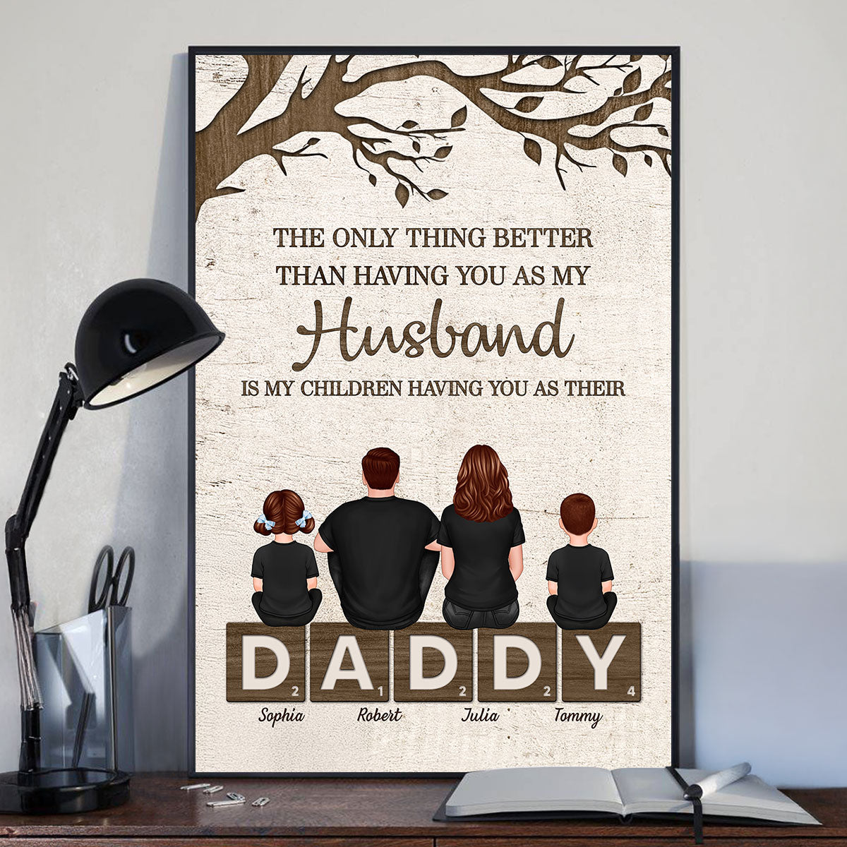 Dad Family Sitting On Text The Only Thing Personalized Poster, Father's Day gift