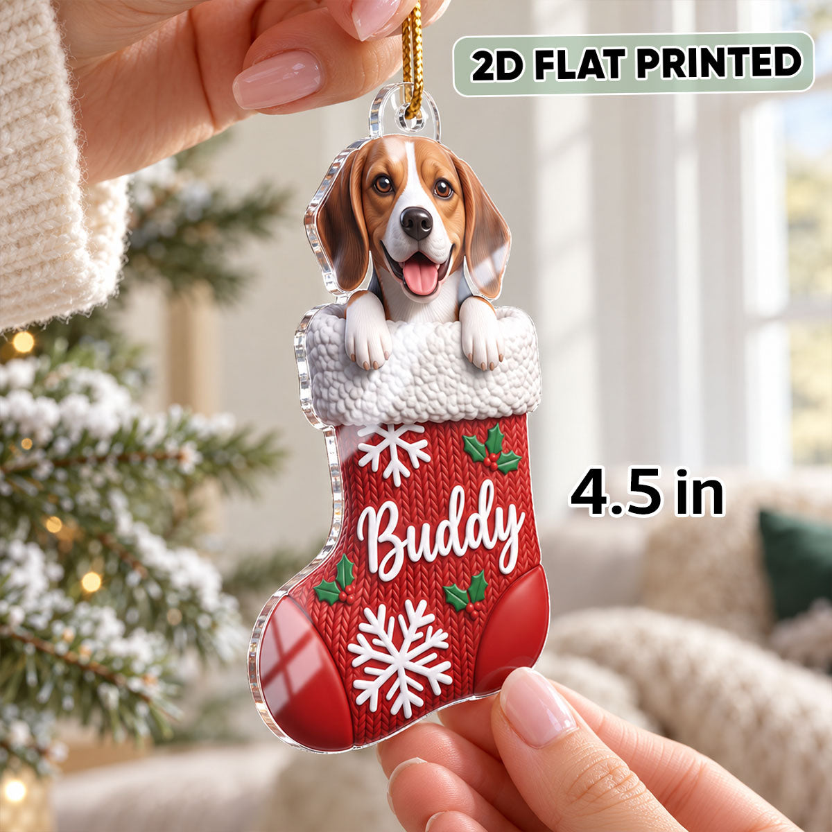 Custom Dog Cat Pet Stocking - Personalized Acrylic Ornament - Christmas Gift for Dog Cat Mom