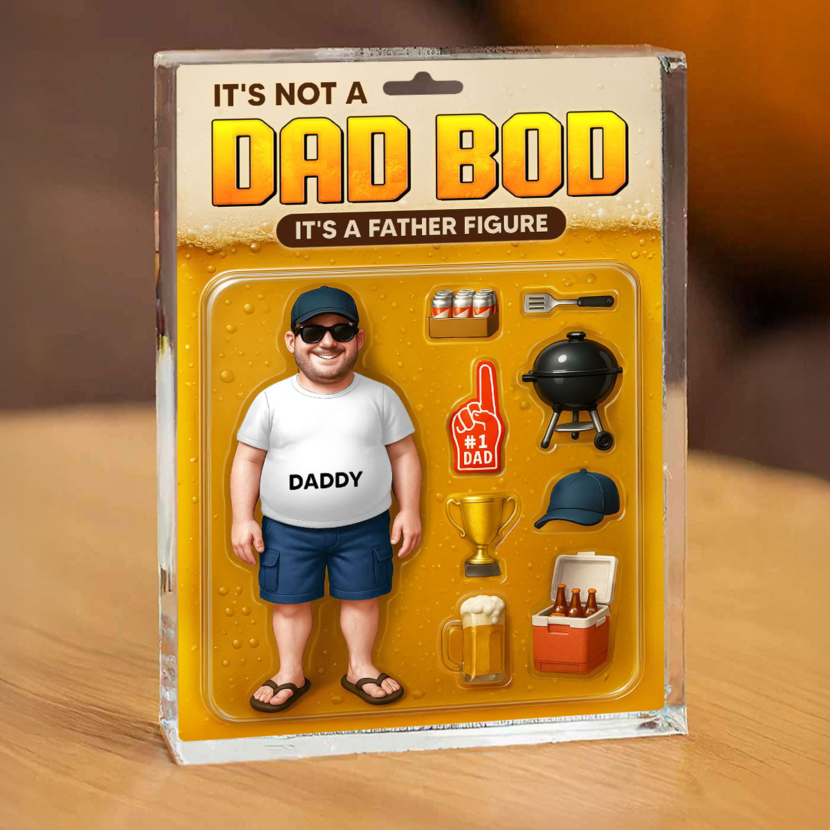 It's Not A Dad Bod, Father Figure Personalized Acrylic Block Plaque, Funny Father's Day gift