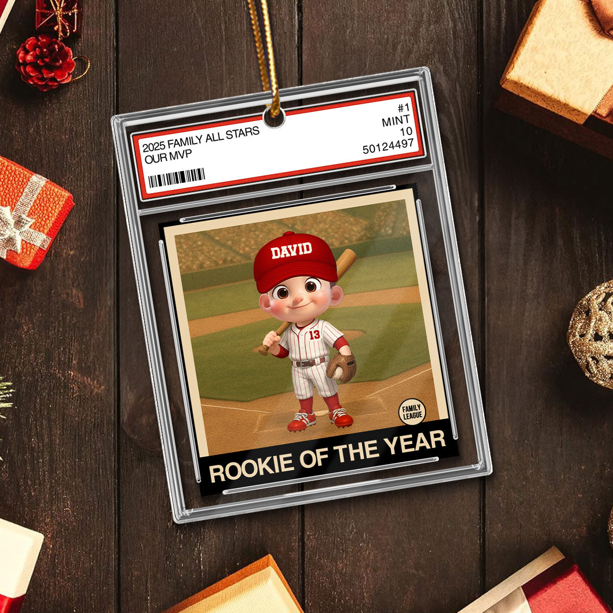 Baseball Rookie Of The Year Kid All Star Trading Card Style - Personalized Acrylic Ornament - Christmas Gift For Kids, Grandchildren