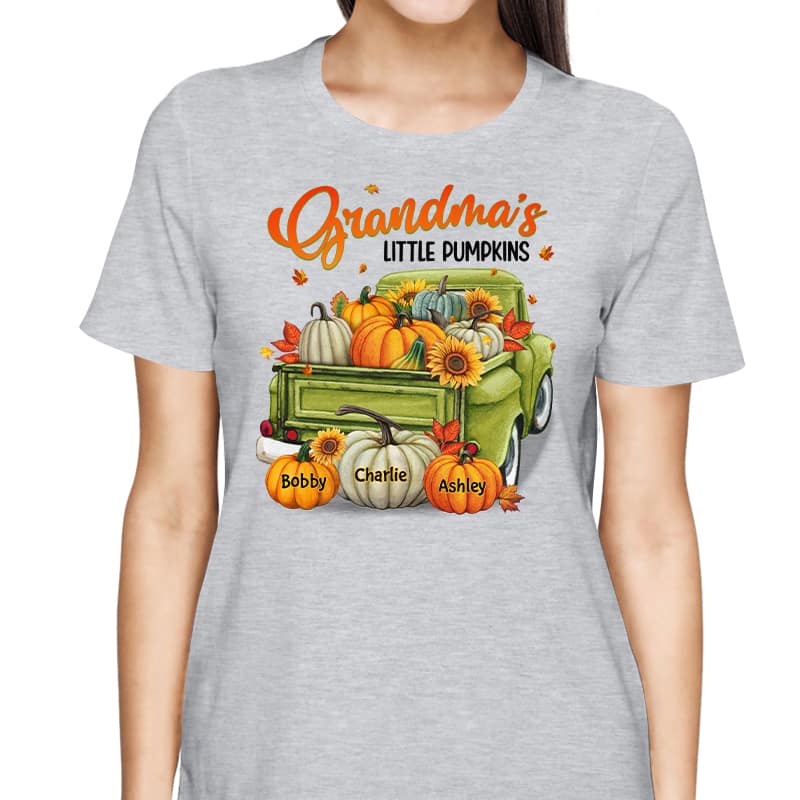 Grandma's Little Pumpkins Personalized Shirt - Fall Season Gift For Grandma