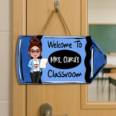 Teacher Crayon Personalized Wood Sign