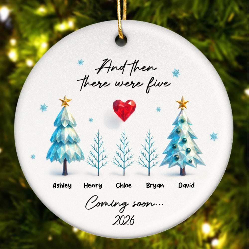 And Then There Were Three Expecting Baby Crystal Pattern - Personalized Ceramic Orrnament - Special Christmas Gift For Expecting Parents