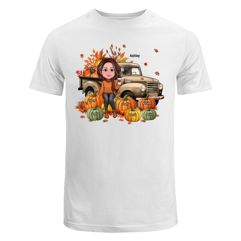Wood Patterned Truck Grandma Mom Pumpkins Personalized Shirt
