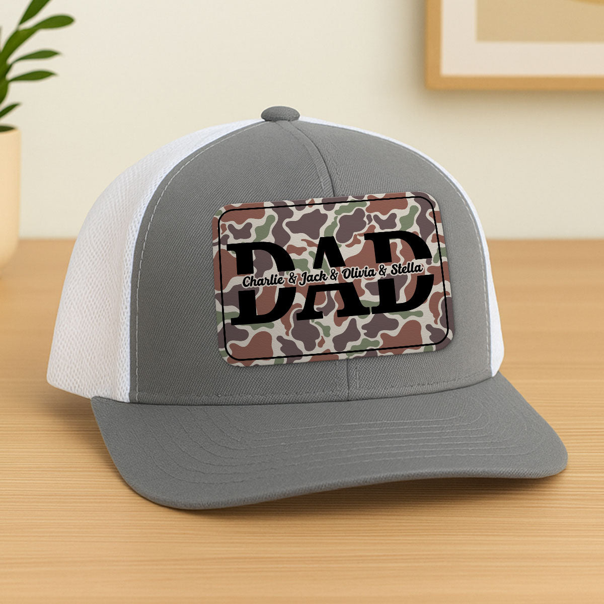 Dad Camouflage Pattern Personalized Leather Patch Hat