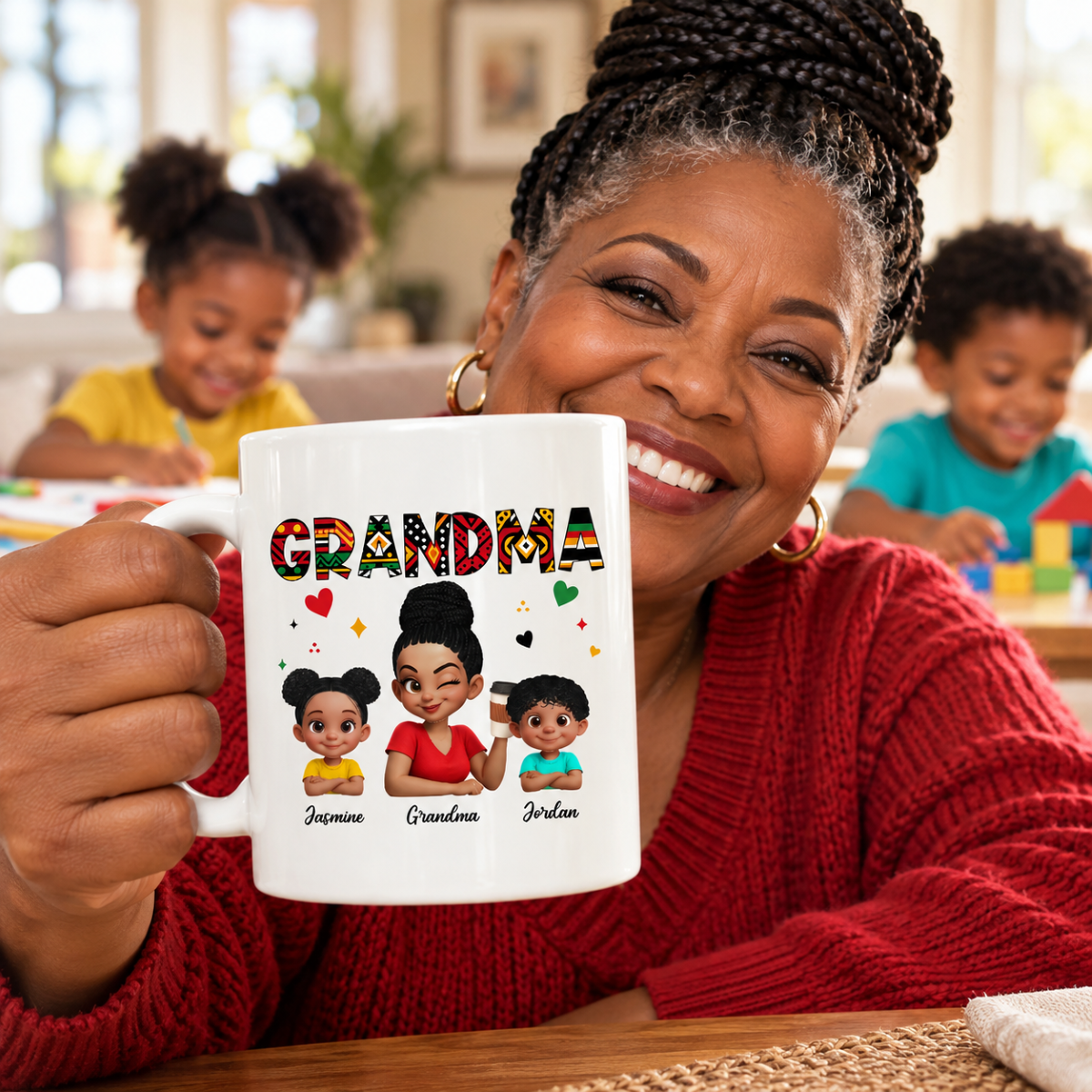 Tribal Pattern Grandma Grandkids Love - Personalized Mug - Gift For Grandma