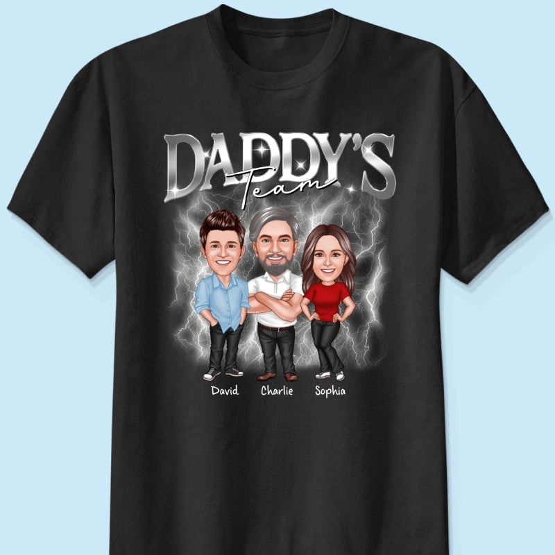 Caricature Daddy's Team Bootlegs Personalized Shirt, Father's Day Gift For Husband, For Dad