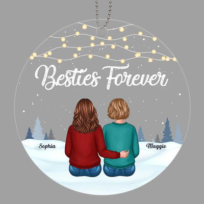 Besties Best Friends Sisters Forever Personalized Christmas Acrylic Ornament
