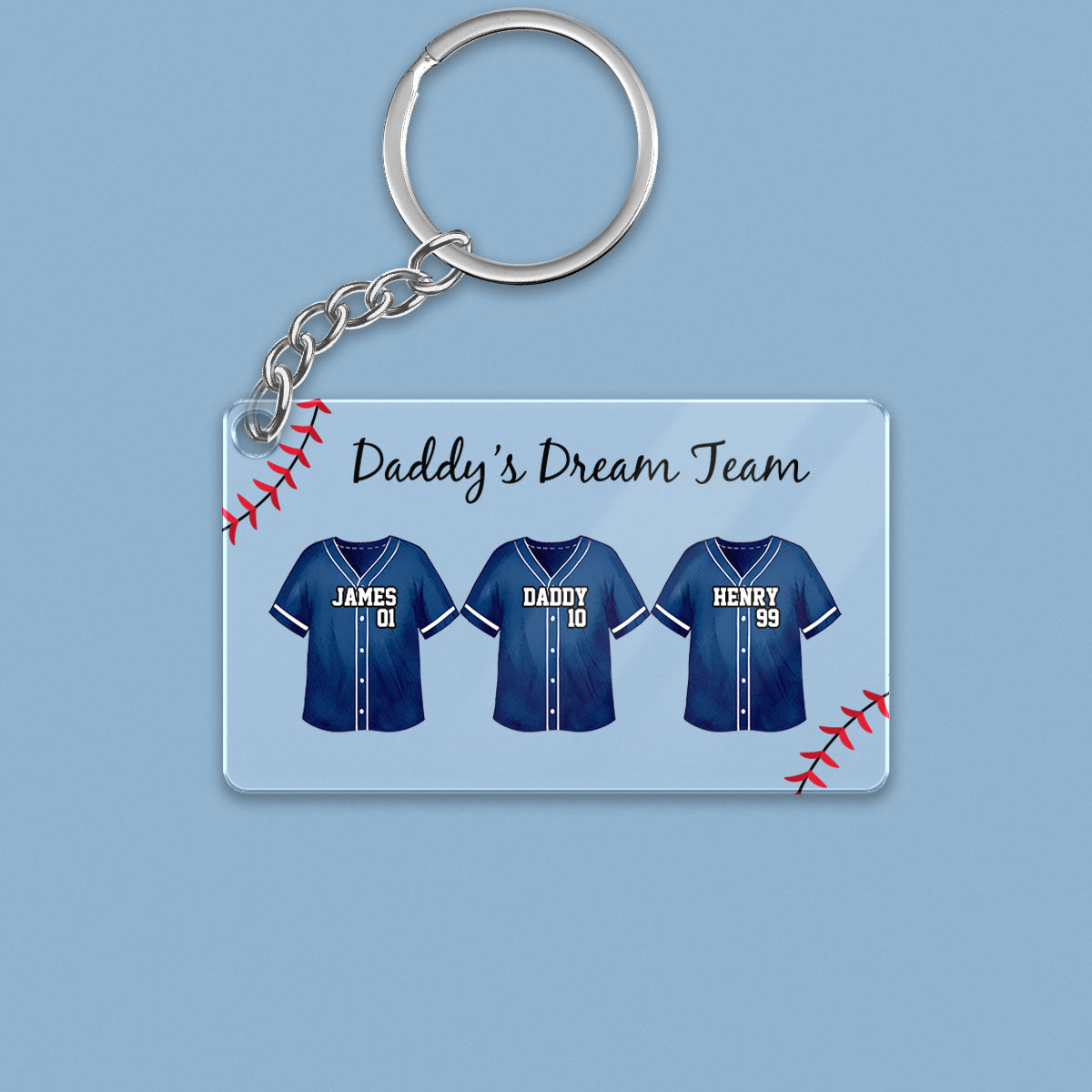 Daddy Team Baseball Personalized Acrylic Keychain