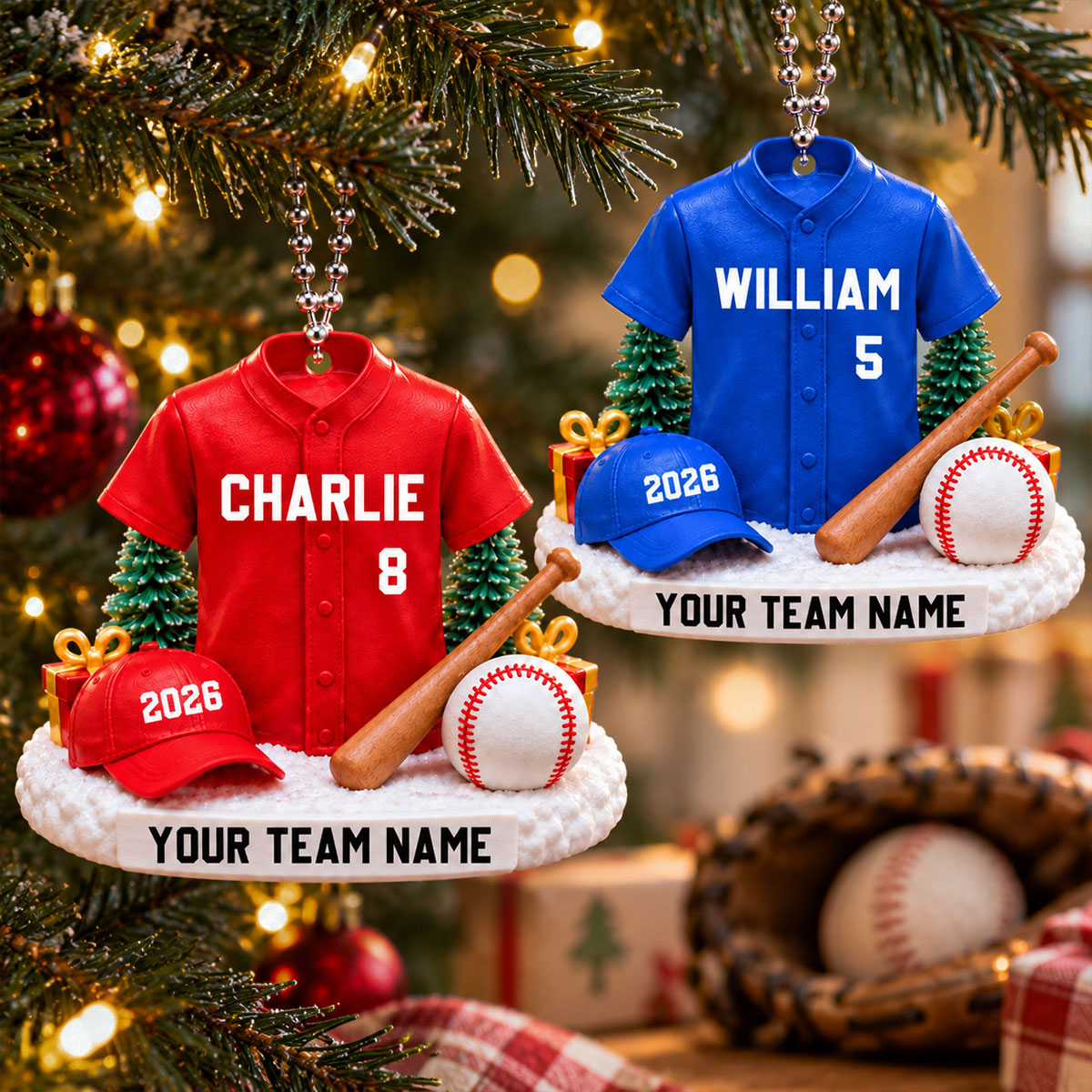 Proud Baseball Player Uniform - Personalized 3D Printed Ornament - Real 3D Ornament, Christmas Gift For American Football Players, Grandson, Son, Granddaughter, Daughter