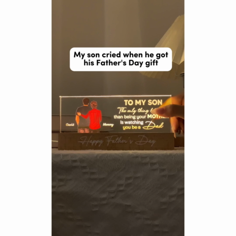 From Mom To Son - Personalized Acrylic Block Plaque LED Night Light - Gift For Son