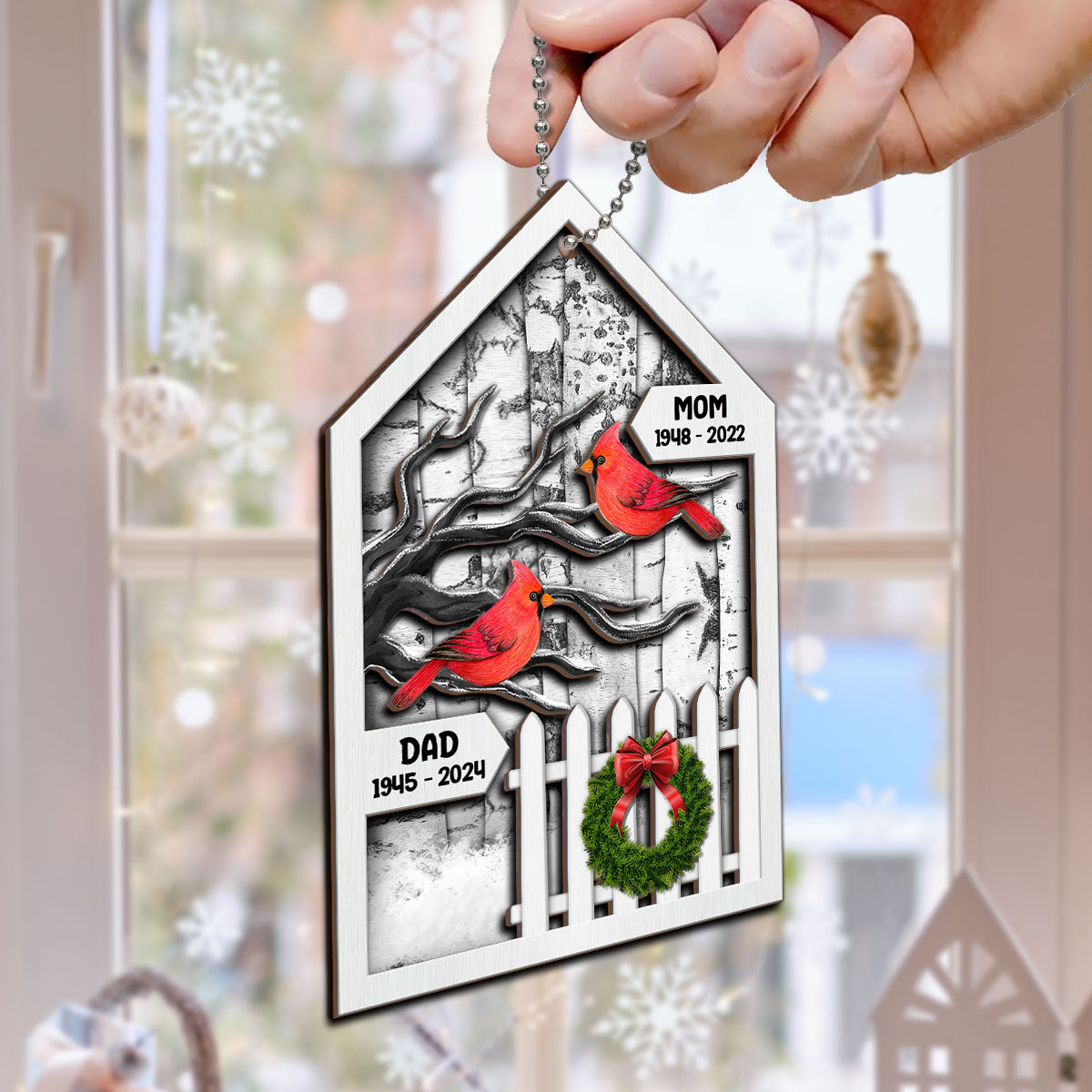 Birch Tree Memorial Christmas Personalized 2-Layer Wooden Ornament, Christmas Decoration
