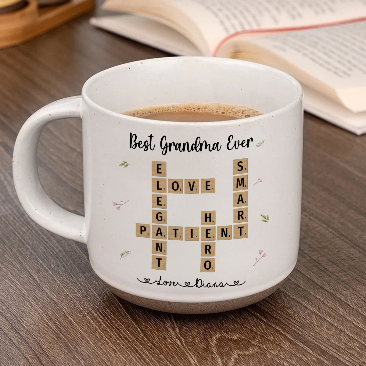 Best Mom Grandma Ever Appreciation Crossword Art - Created In A Moment Personalized Pottery Mug