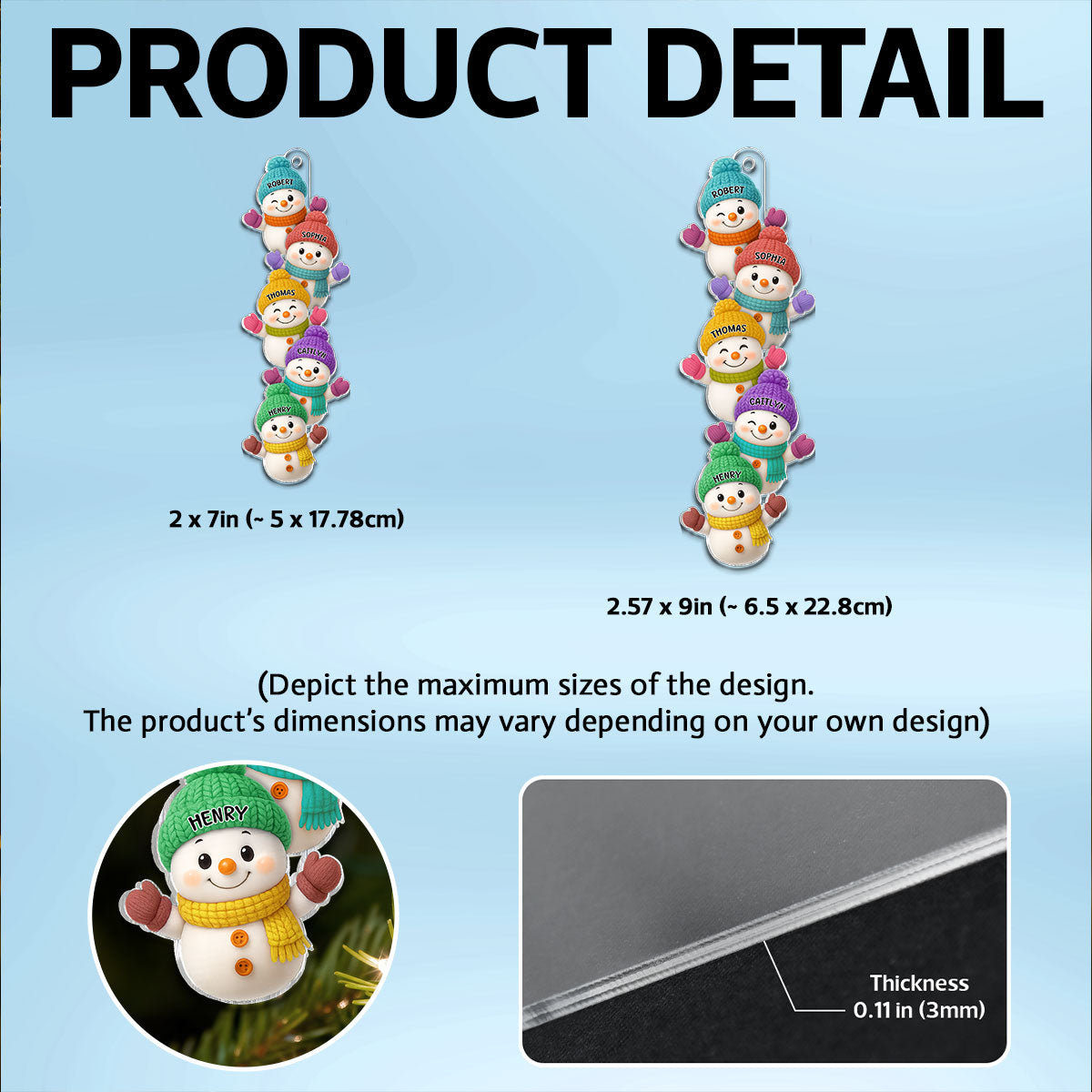 Stacked Snowman Our Grandkids Christmas - Personalized Acrylic Ornament - Gift For Grandparents, Grandkids, Family