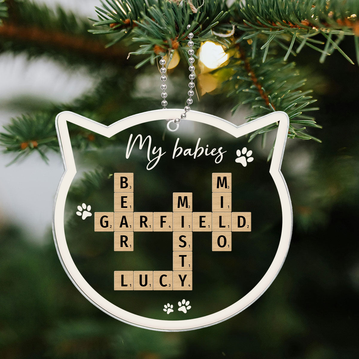 My Babies Cats Names Crossword Puzzle Art Personalized Acrylic Ornament