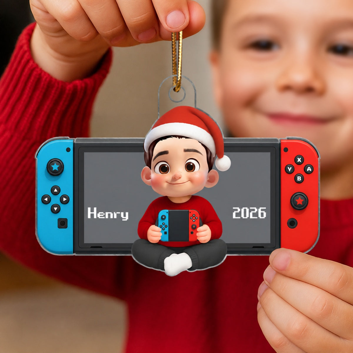 Personalized Gamer 3D Effect Ornament for Boys Girls, Christmas Gift for Kids