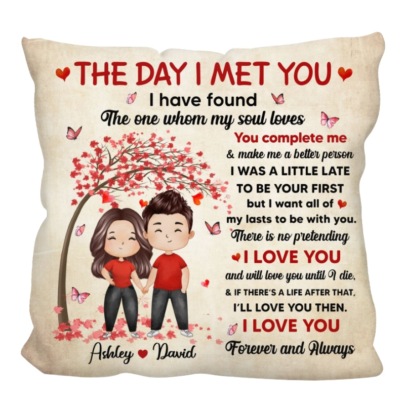 I Met You Watercolor Couple Gift For Him For Her Personalized Pillow