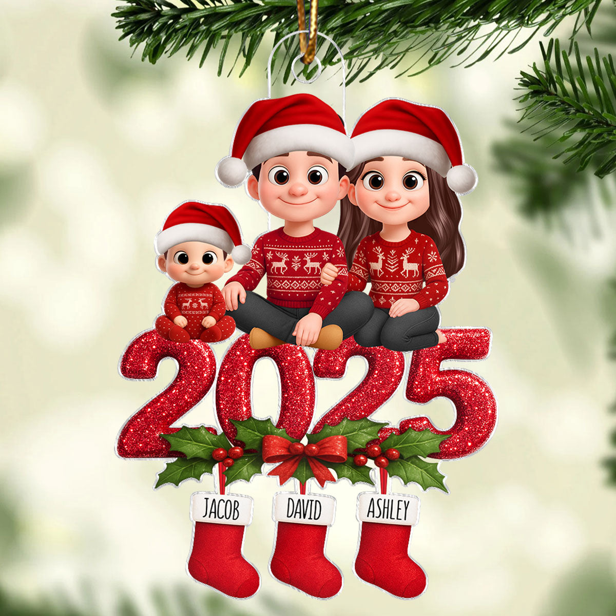 Our Family 2025 Keepsake - Personalized Acrylic Ornament - Christmas Decor for Family