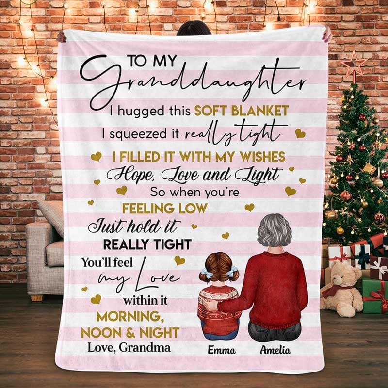Stripe Pattern To My Granddaughter Grandson Grandchildren Personalized Fleece Blanket