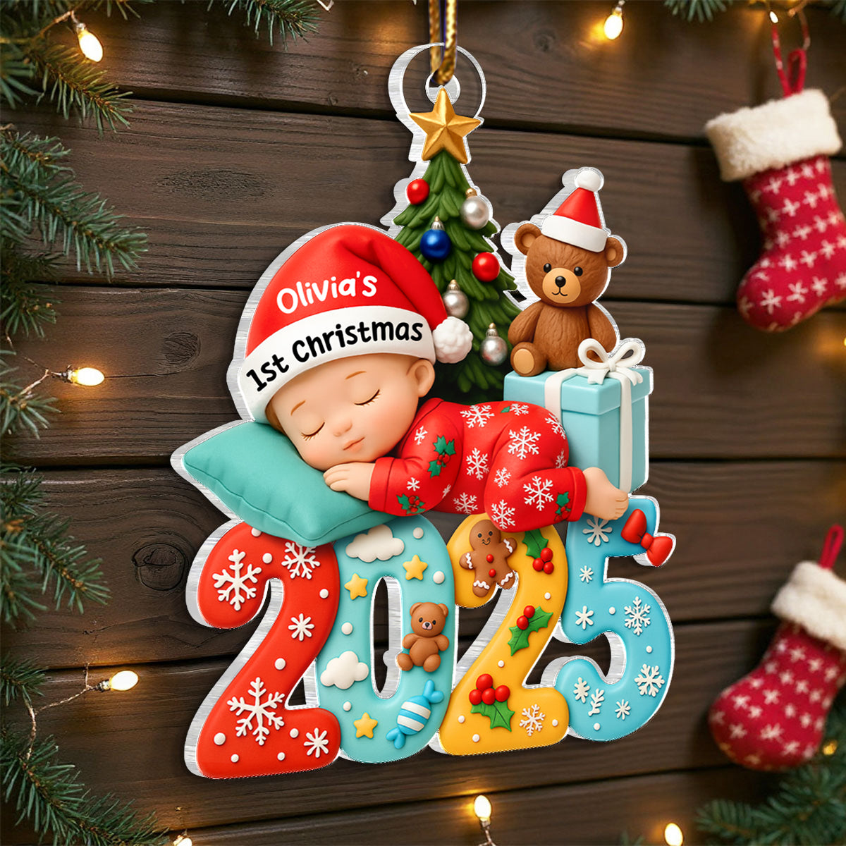 Baby First Christmas 2025 - Personalized Acrylic Ornament - Heartwarming Christmas Gift For New Born, Baby