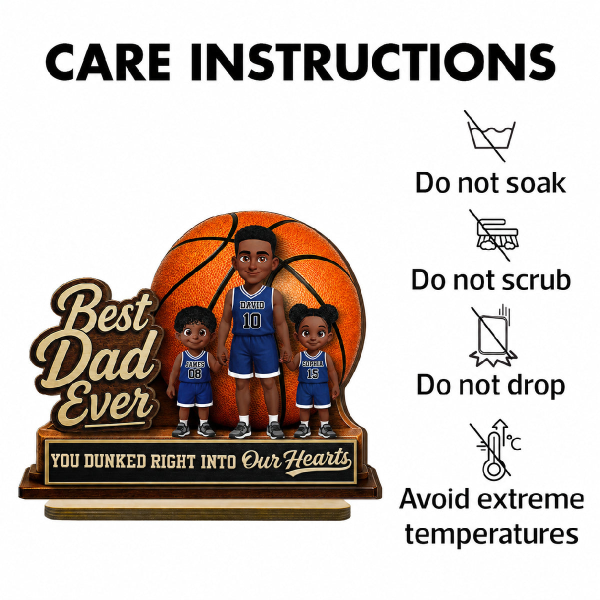 You Dunked Right Into Our Heart - Personalized 2-Layered Wooden Plaque - Father's Day Gift For Basketball Dad