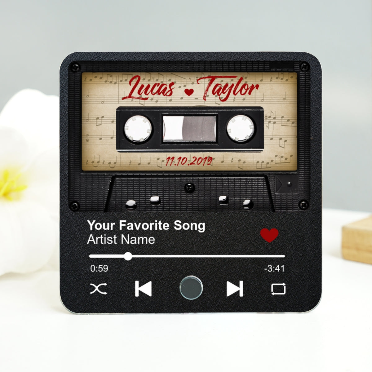 Retro Black Cassette Tape Personalized Music Fridge Magnet, Anniversary  Gift For Him, For Her, For The Couple