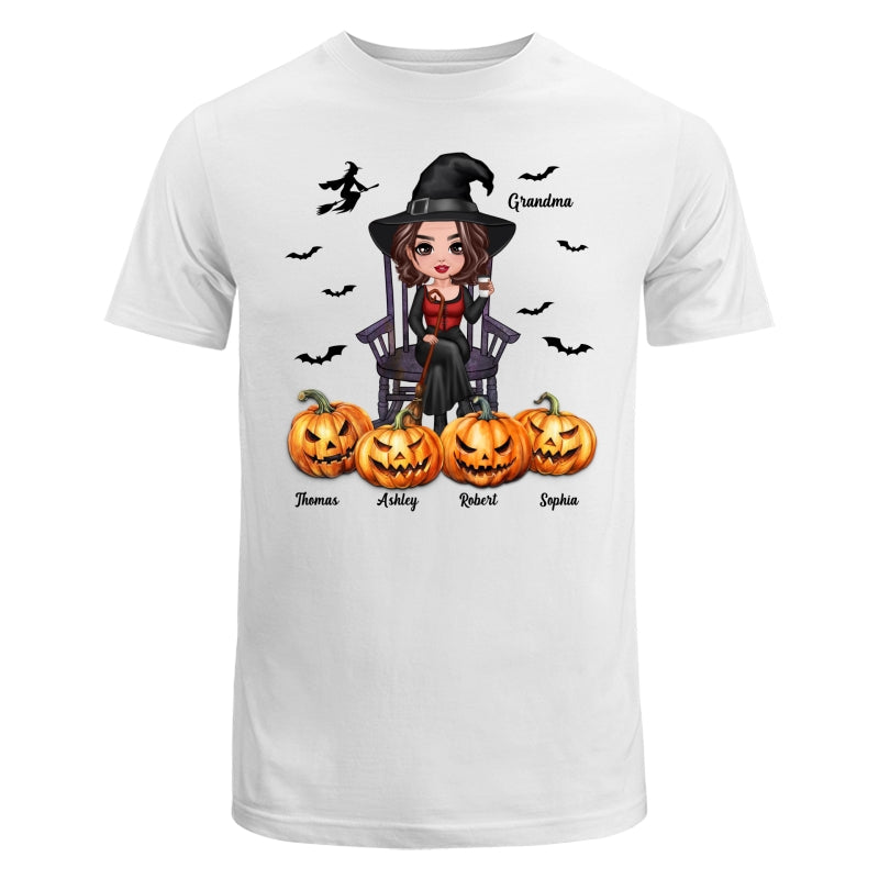 Halloween Grandma Sitting On Chair Witch Pumpkins Personalized Shirt