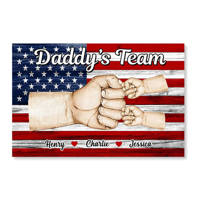 Nation Flag Daddy‘s Team Fist Bump Gift For Dad Personalized Horizontal Poster