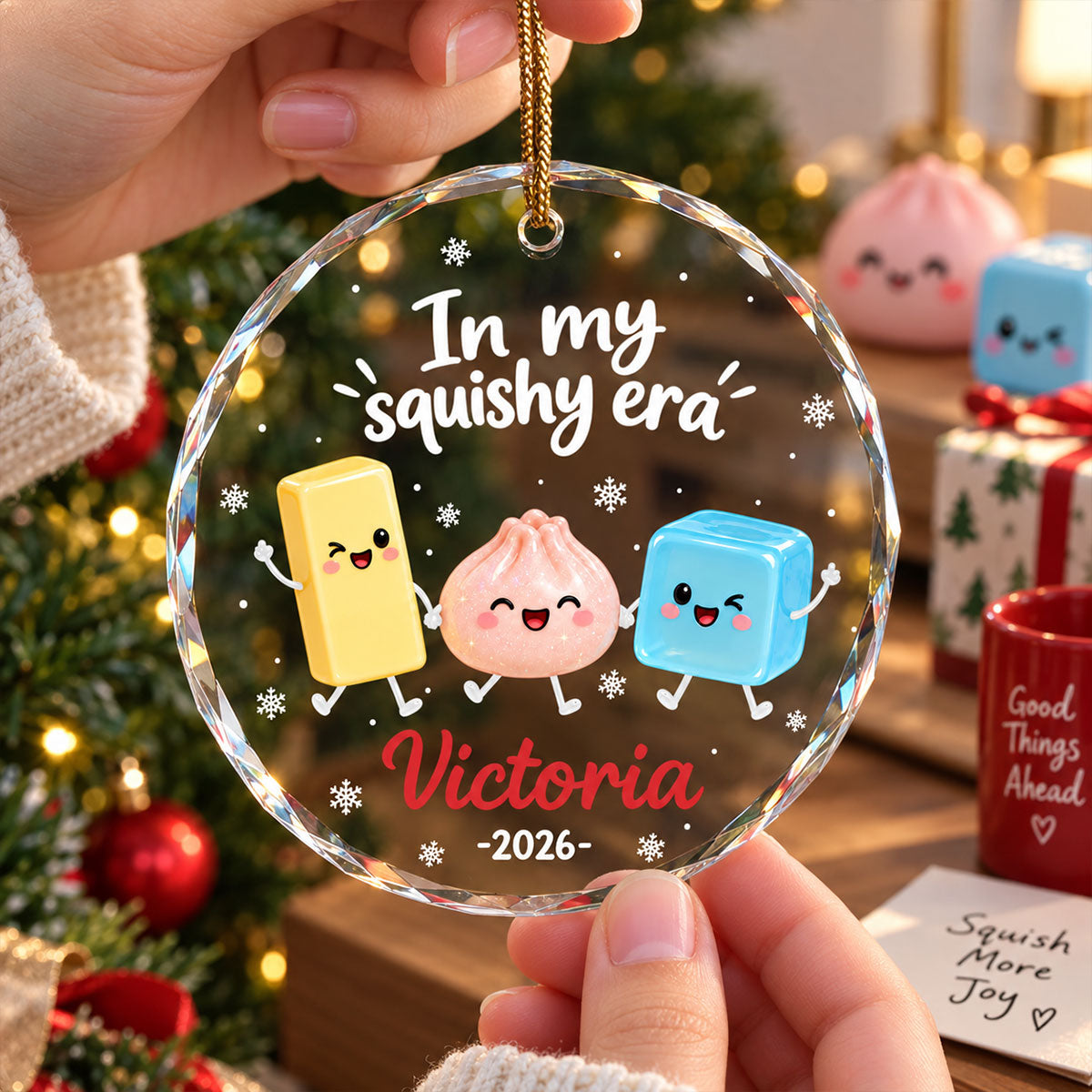 The Year Of Squishies 2D Flat - Personalized Glass Ornament - Christmas Gift For Squishy Lovers, Gift for Kids, 2026 Keepsake