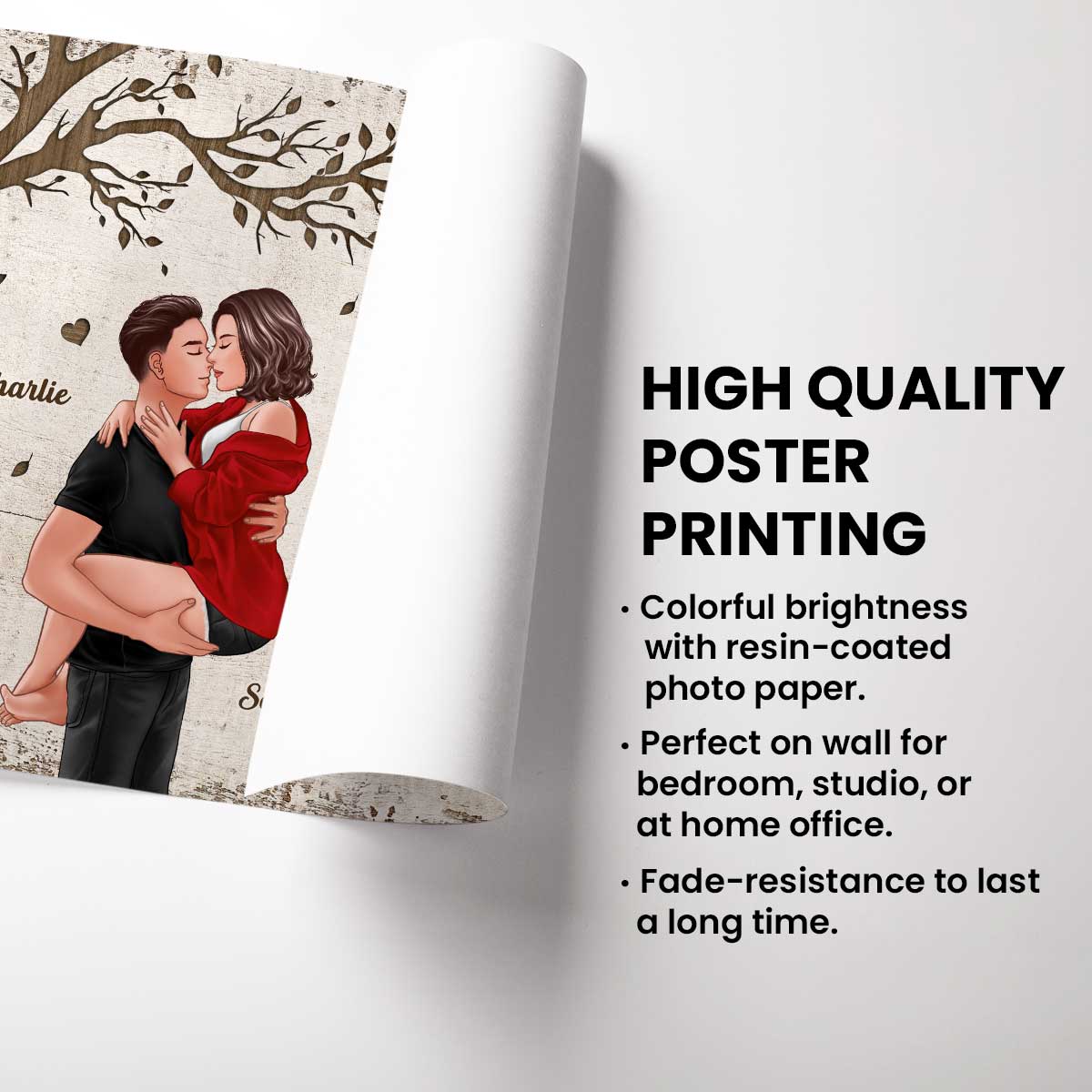 Favorite Place In The World Couple Kissing Passionate Personalized Poster, Perfect Anniversary Gift For Him, For Her