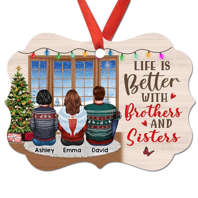 Sitting By Window Brother Sisters Siblings Personalized Christmas Ornament