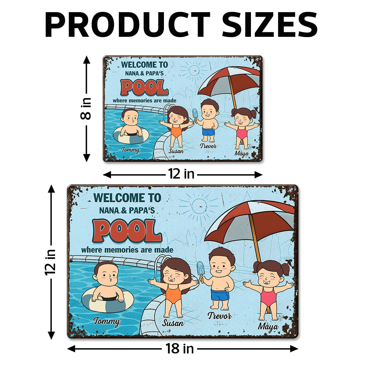 Welcome to Grandma & Grandpa's Pool Summer Decoration Personalized Metal Sign