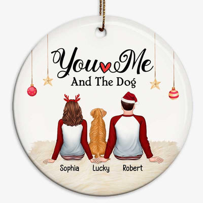 You Me and The Dog Back View Personalized Circle Ornament