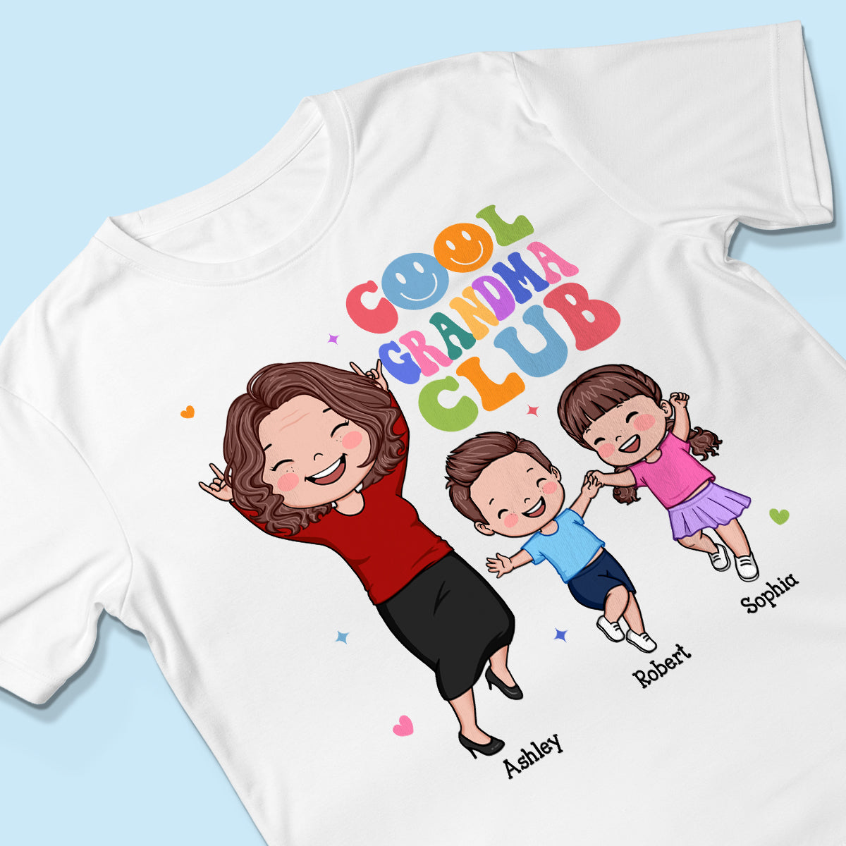 Vector Happy Woman And Kids Cool Grandma Club Personalized Shirt
