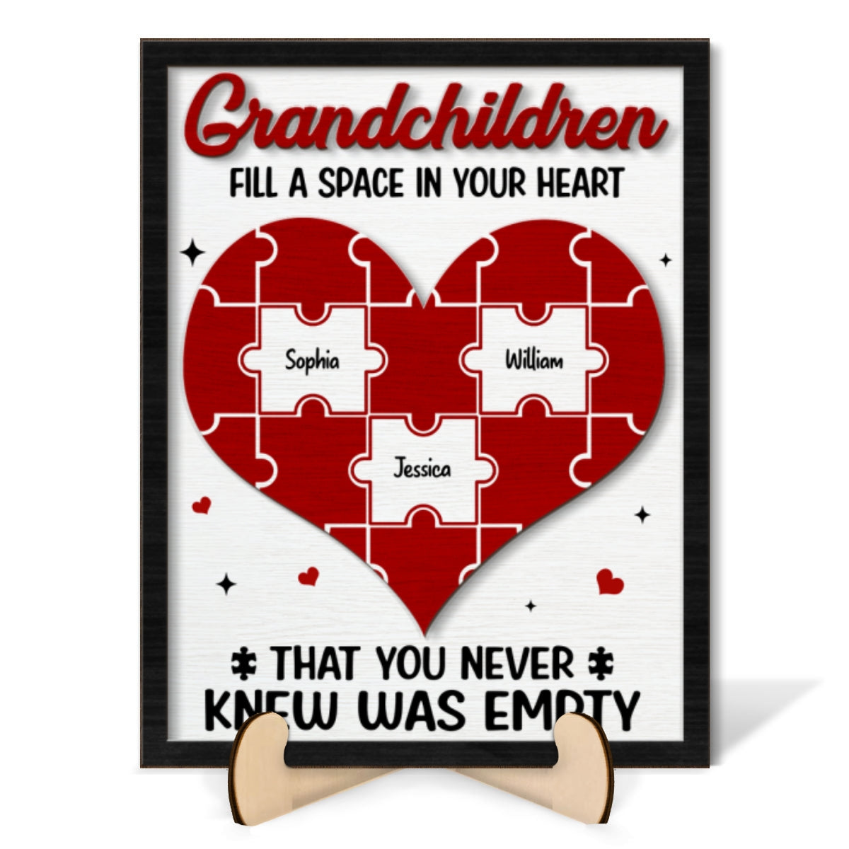 Grandchildren Fill A Space In Your Heart Personalized 2-Layer Wooden Plaque