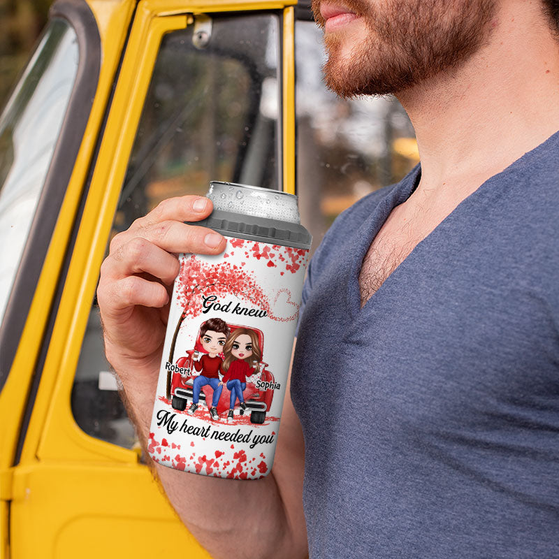 Couple On Truck Heart Tree Valentine‘s Day Gift Personalized 4 In 1 Can Cooler