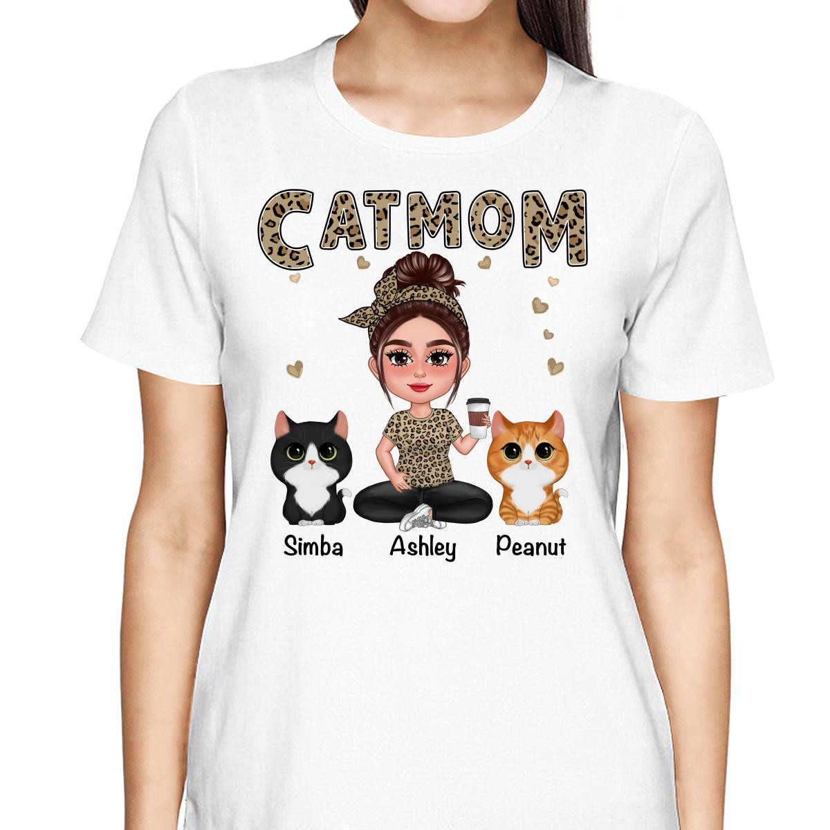 Pretty Doll Cat Mom Leopard Personalized Shirt