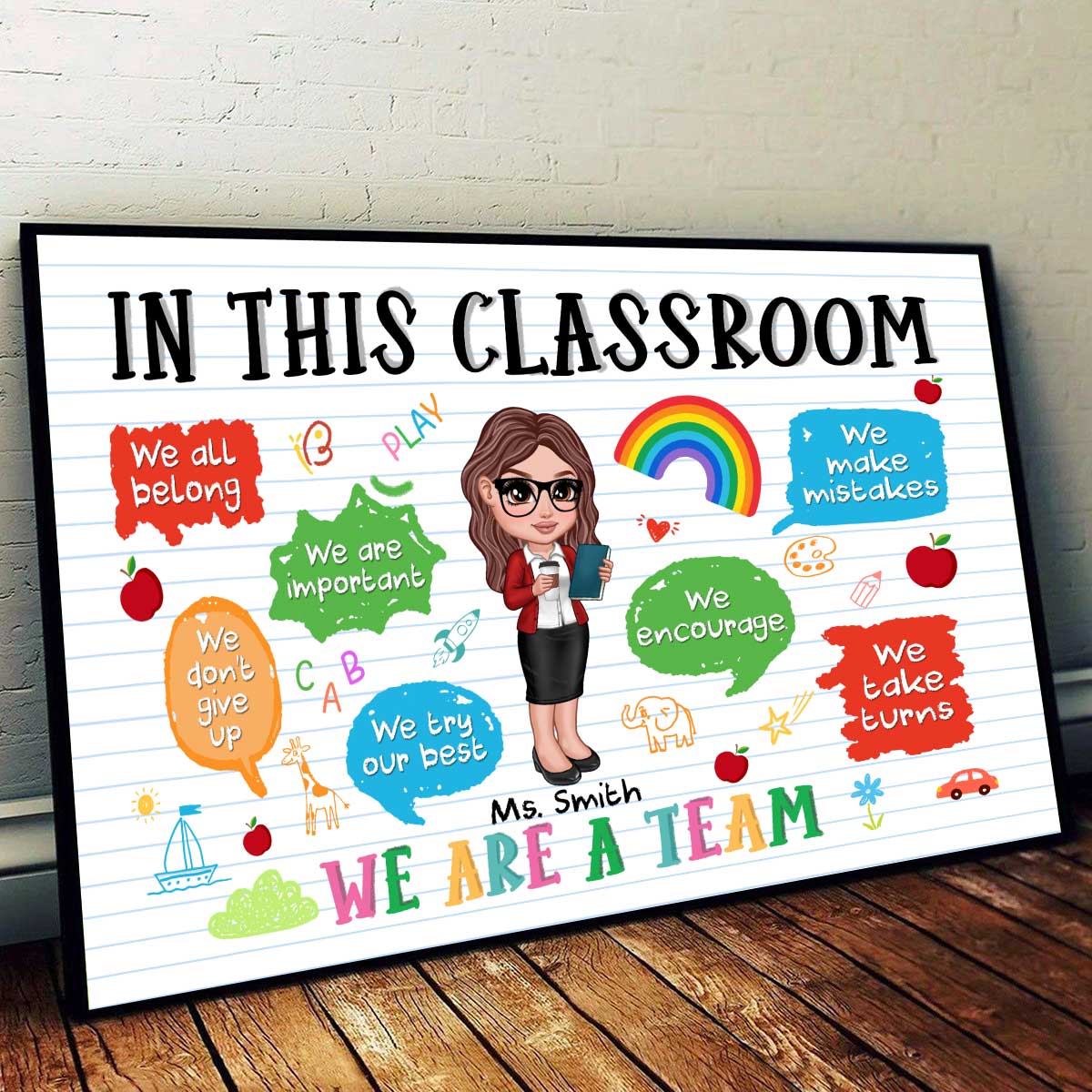Adorable Teacher Personalized Poster, Gift For Teacher, Appreciation Gift, Back To School, Teacher Classroom Decor