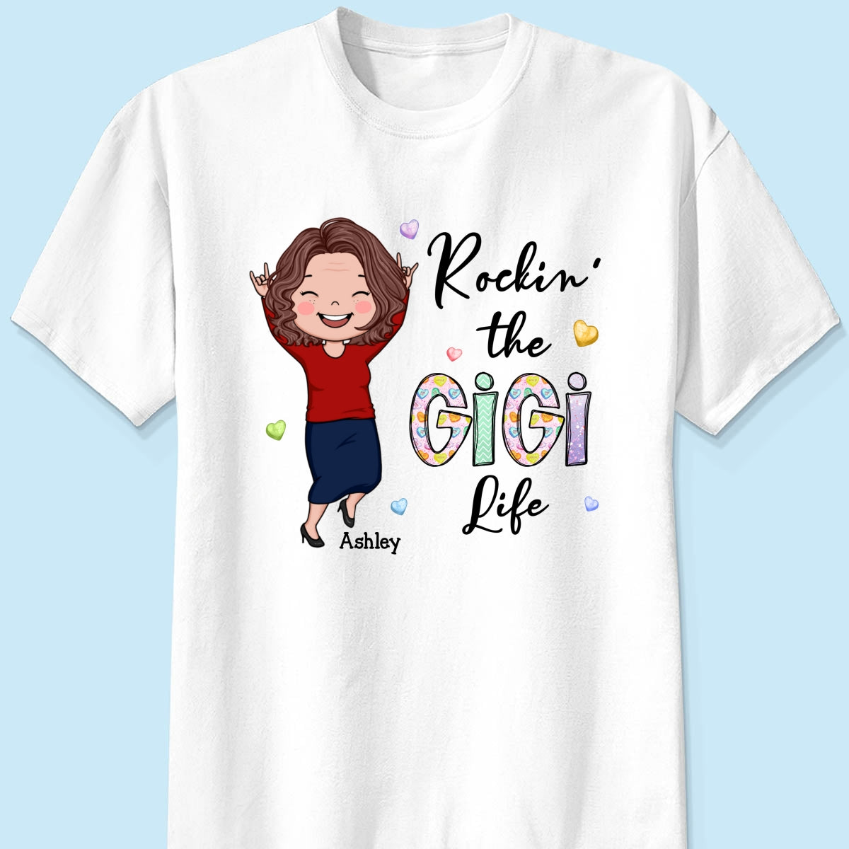 Rockin' The Nana Life Vector Woman Colorful Personalized Shirt