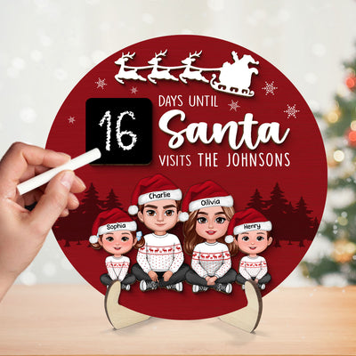 Countdown To Christmas Family Decor Personalized 2-Layer Wooden Plaque