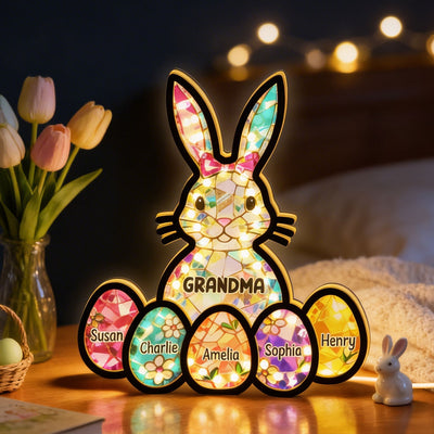 Bunny Grandma Easter Gift - Personalized Suncatcher Night Light - Easter Decor for Grandma