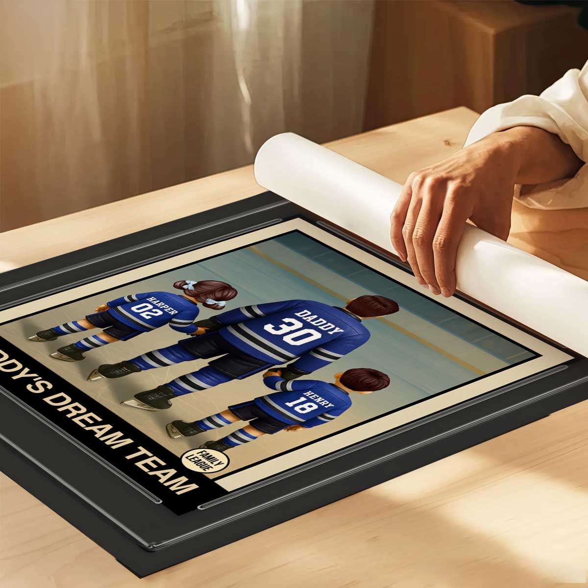 Hockey No. 1 Dad Man & Kids Trading Card Style Personalized Poster
