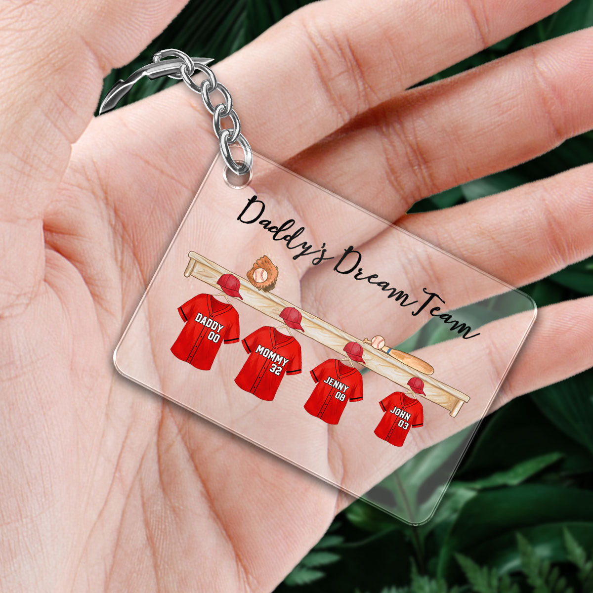 Daddy's Baseball Team Personalized Acrylic Keychain